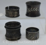 (4) Engraved Silver napkin rings