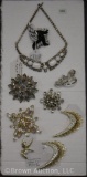 Nice assortment of vintage jewelry, mostly rhinestones