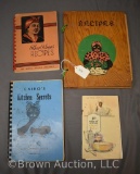 (3) Black Americana recipe books and recipe book holder