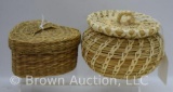 (2) Native American small baskets w/lids