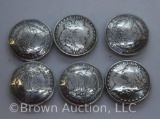 Set of (6) One Dollar replica buttons