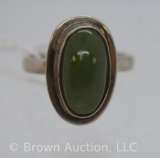 Mrkd. Sterling green Jade ring