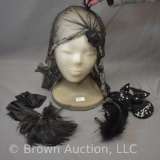 Assortment of vintage hair or hat adornments