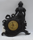 Old Sears and Roebuck Cast Iron Victorian figural woman clock, 
