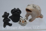 (4) Native American small figurines incl. Cochiti and owls