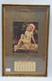 1936 Indian Girl Flour advertising calendar, framed size 7.5