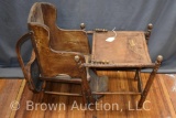 Antique baby's desk/play area and feeding chair combo