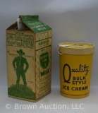 (2) Hopalong Cassidy cartons: Dairymens half gallon milk 1 qt. Ice Cream