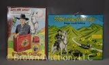 (2) Hopalong Cassidy pcs: advertising sign for lunchbox and thermos set and 
