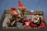 (2) Vintage monkeys with cymbals (1 works, 1 for parts); Revell Maxwell auto action pull toy car