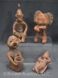 (4) Teracotte Mexican folk art statues