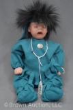 Porcelain Native American Indian girl doll