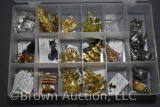 Box lot assortment of brooches - many Christmas
