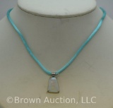 Opal Sterling Silver pendant on turquoise necklace cord
