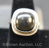 Black Jade sterling silver ring