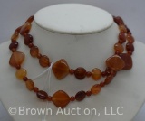Carnelian beaded necklace, large-small beads