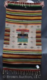Native American Indian rug, colorful stripes w/figure center, 20
