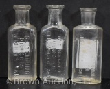 (3) Medicine bottles: Tamm and Arcularus embossed, Leadville, CO; W.E. Sheriff Druggist, Ellsworth,