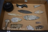 Box lot assortment of Native American Indian stone artificates of which all have been authenticated
