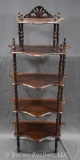 Victorian spindle 5-tier mahogany display shelf