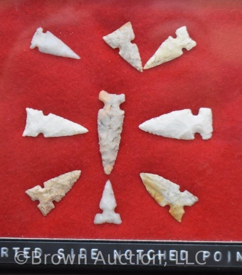 (9) Native American Indian side-notched Arrow Points