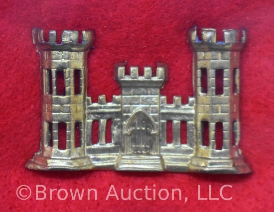 Stamped brass Engineer's castle insignia