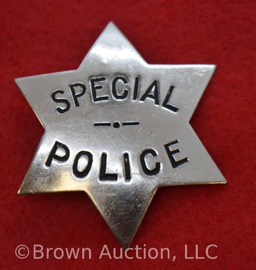 6-point star Special Police badge, St. Paul Stamp Works hallmark