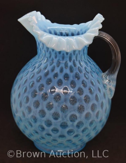 Fenton blue opalescent Thousand Eyes 9.5"h pitcher