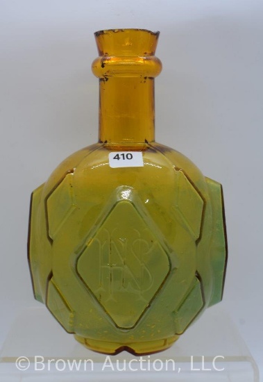 Art Deco amber communion 7.25" decanter (no stopper)