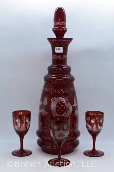 Bohemian ruby red cut-to-clear 4 pc. liquer set