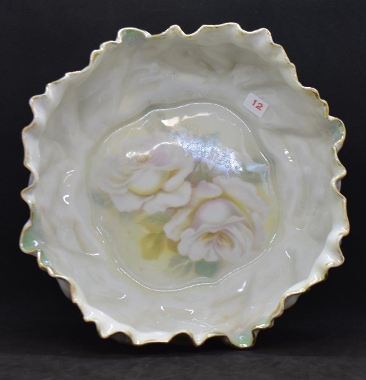 Mrkd. R.S. Tillowitz Cabbage Mold 9.5"d bowl, floral