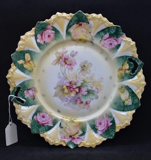 R.S. Prussia Mold 98 10"d floral cake plate