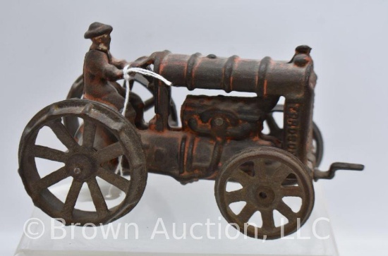 Cast Iron Fordson tractor with hand crank and driver