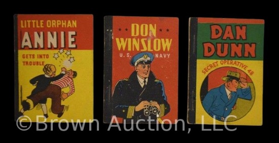 (3) Mini books by Whitman Publishing Co.: Don Winslow, U.S. Navy; Little Orphan Annie gets into