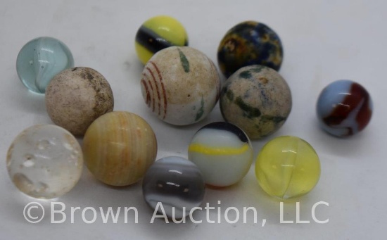 (12) marbles, mixture of varities, colors and sizes