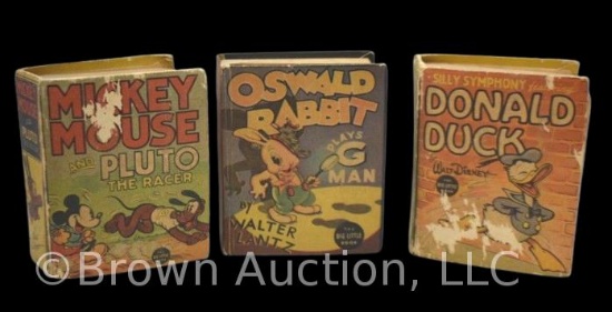 (3) Better Little Books; Whitman Publishing Co, Racine, WI: Oswald Rabbit Plays G Man, C1937; Mickey