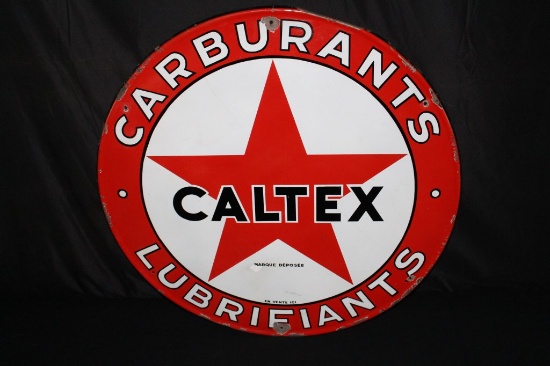 PORCELAIN TEXACO CALTEX GAS & OIL SIGN