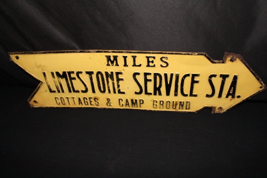 LIMESTONE SERVICE STATION COTTAGES ARROW SIGN