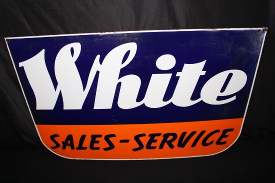 PORCELAIN WHITE TRUCKS SALES & SERVICE DEALER SIGN