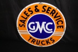 PORCELAIN GMC TRUCKS SALES & SERVICE SIGN 42