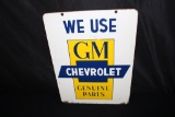 WE USE CHEVROLET GM PARTS TIN SIGN