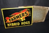 FARMERS HYBRID HOGS SEED CORN TIN FARM SIGN