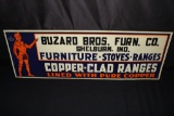 NOS COPPER CLAD RANGES TIN SIGN SHELBURN IN