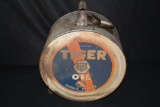 GAMBLES STORES TIGER OIL 5 GAL ROCKER CAN