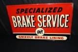 GRIZZLY BEAR BRAKE SERVICE TIN SIGN