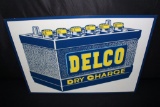 NOS DELCO DRY CHARGE BATTERIES TIN SIGN