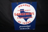 PORCELAIN INDEPENDENT GARAGEMENS TEXAS SIGN