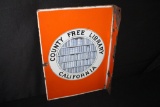 PORCELAIN CALIFORNIA COUNTY FREE LIBRARY SIGN BOOK