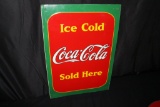 ICE COLD COCA COLA SOLD HERE SODA POP TIN SIGN