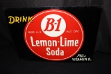 DRINK B-1 LEMON LIME SODA POP TIN SIGN